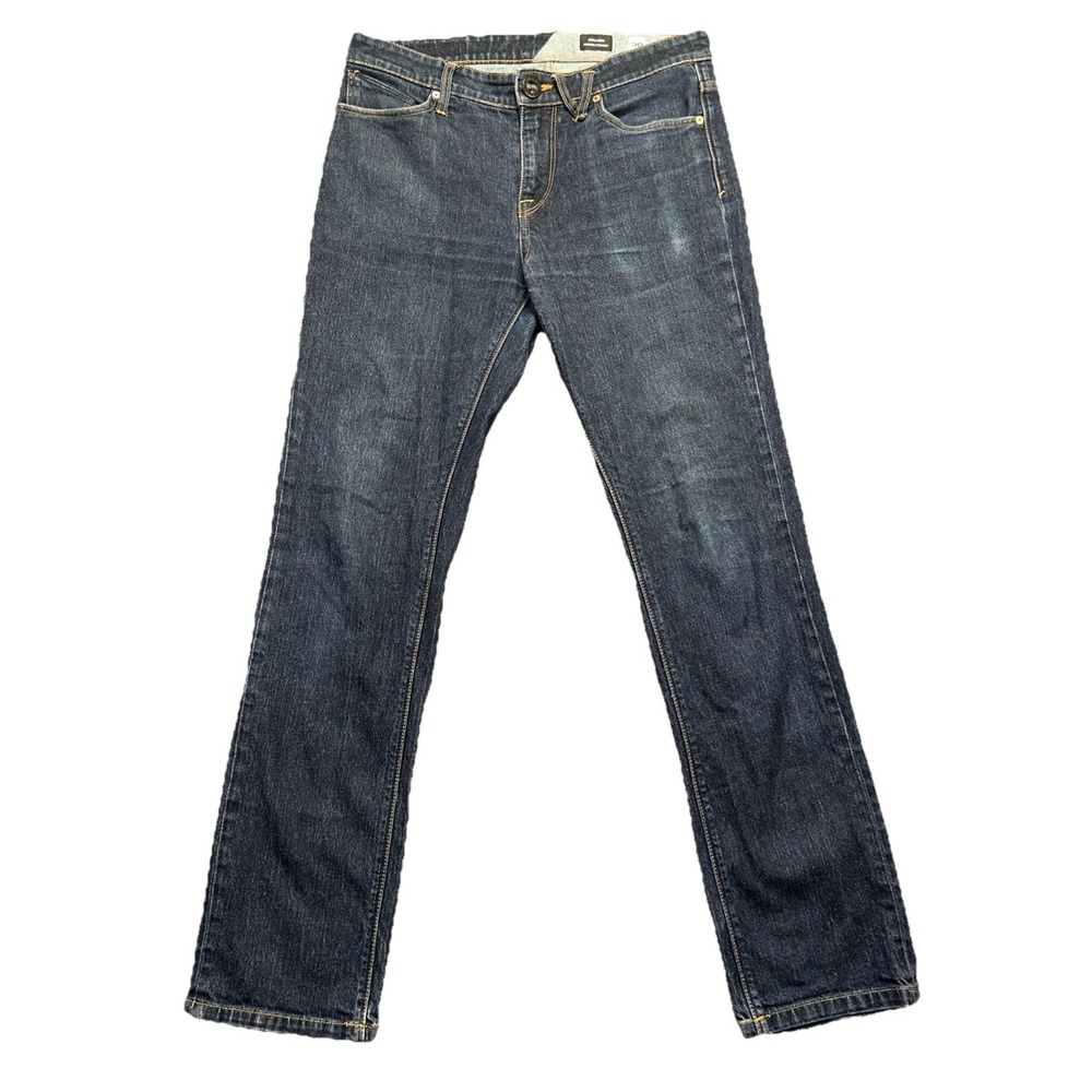 Volcom Solver Modern Straight Jeans - 30 Fit 32/31 - Blue Jeans Cotton Polyester